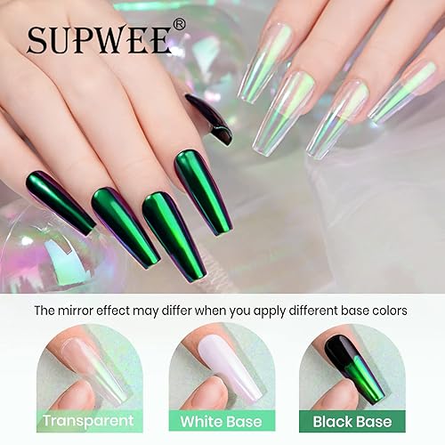 Miniatura 3 de Esmalte de uñas en polvo de cromo líquido para uñas, sirena aurora, esmalte de uñas metálico, efecto espejo camaleón, pigmento iridiscente, manicura