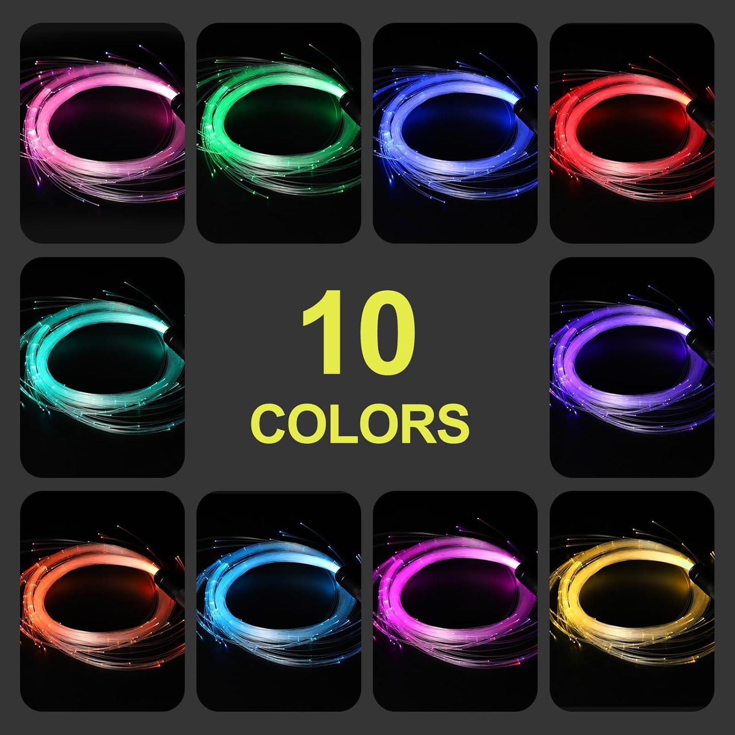 MECCANIXITY LED Fiber Optic Whip Dance, 6ft 10 Colors 36 Rainbow Lights Effect Modes Pixel Glow Whip for Dancing Party Gift