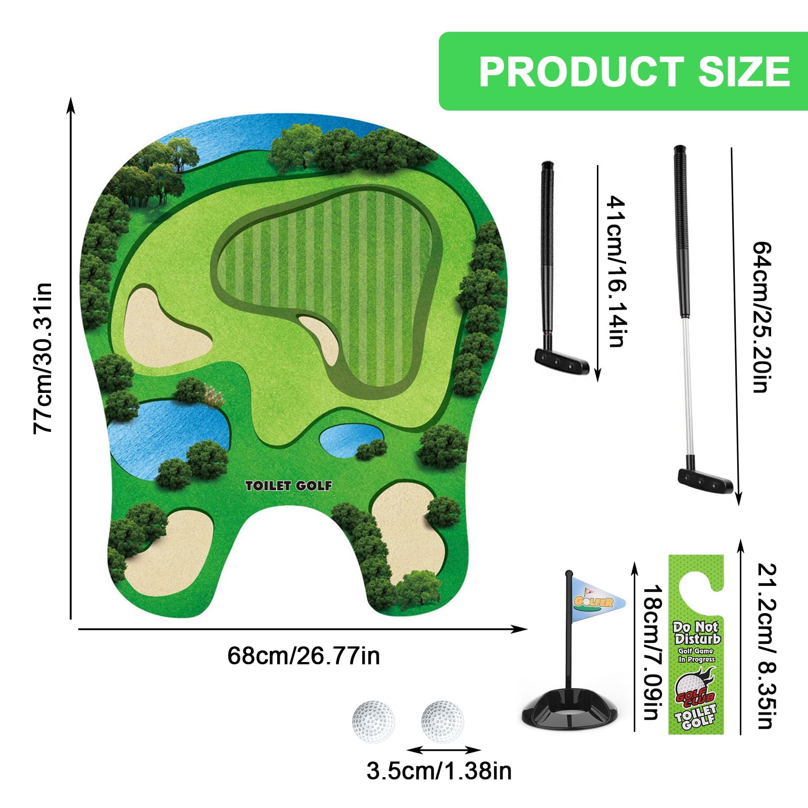 Set Regalo Golf Minigolf 6 Pezzi con Mazza 65 cm, Tappetino, 2 Palline per Uomo