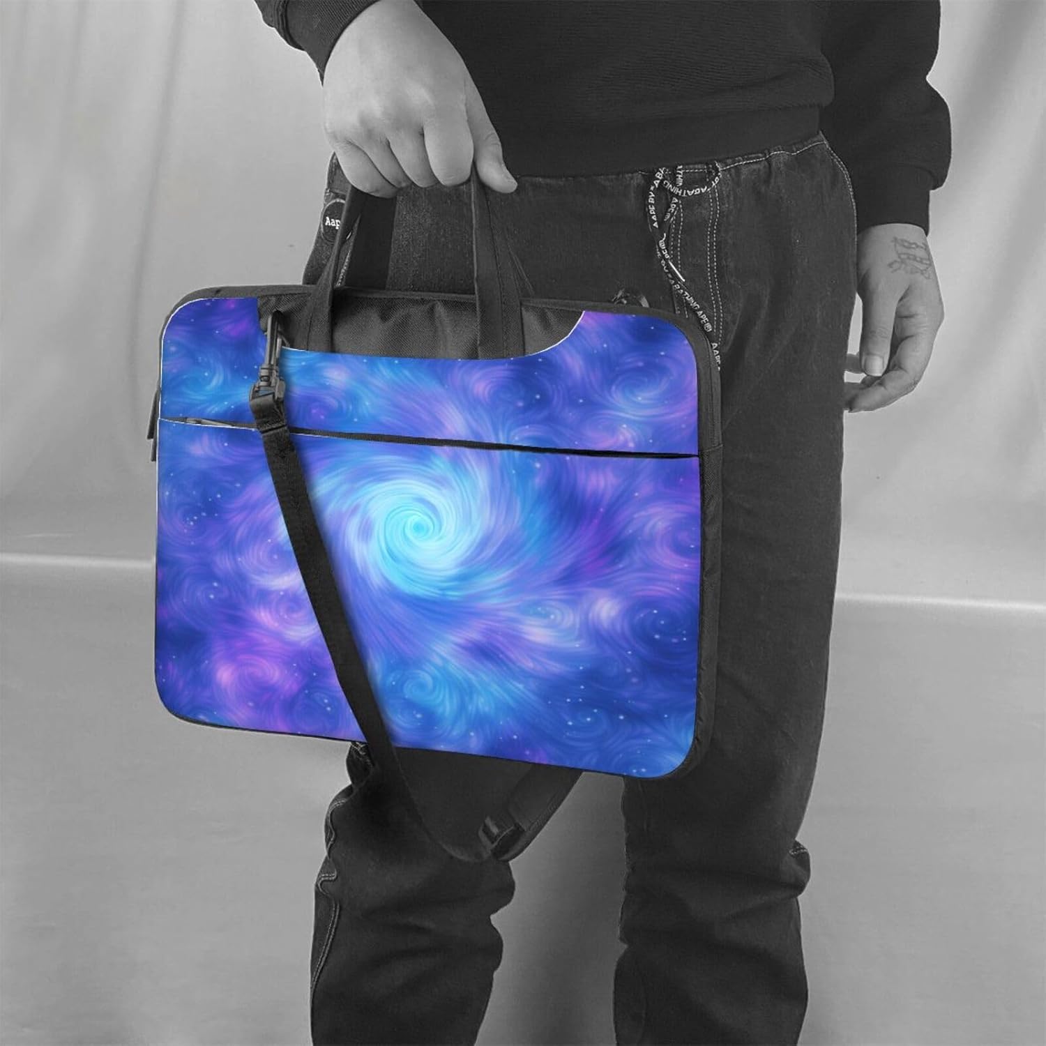 Laptop Bag Blue Purple Halo Swirl Art Painting Laptop Tote Bag Women Men Laptop Sleeve Case Lightweight Computer Bag