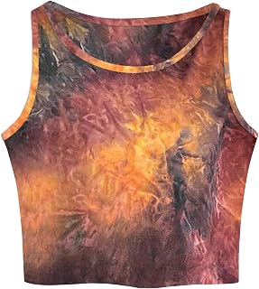 Women's Casual Sleeveless Graphic Cropped Top Crewneck Tank Top Shirts
