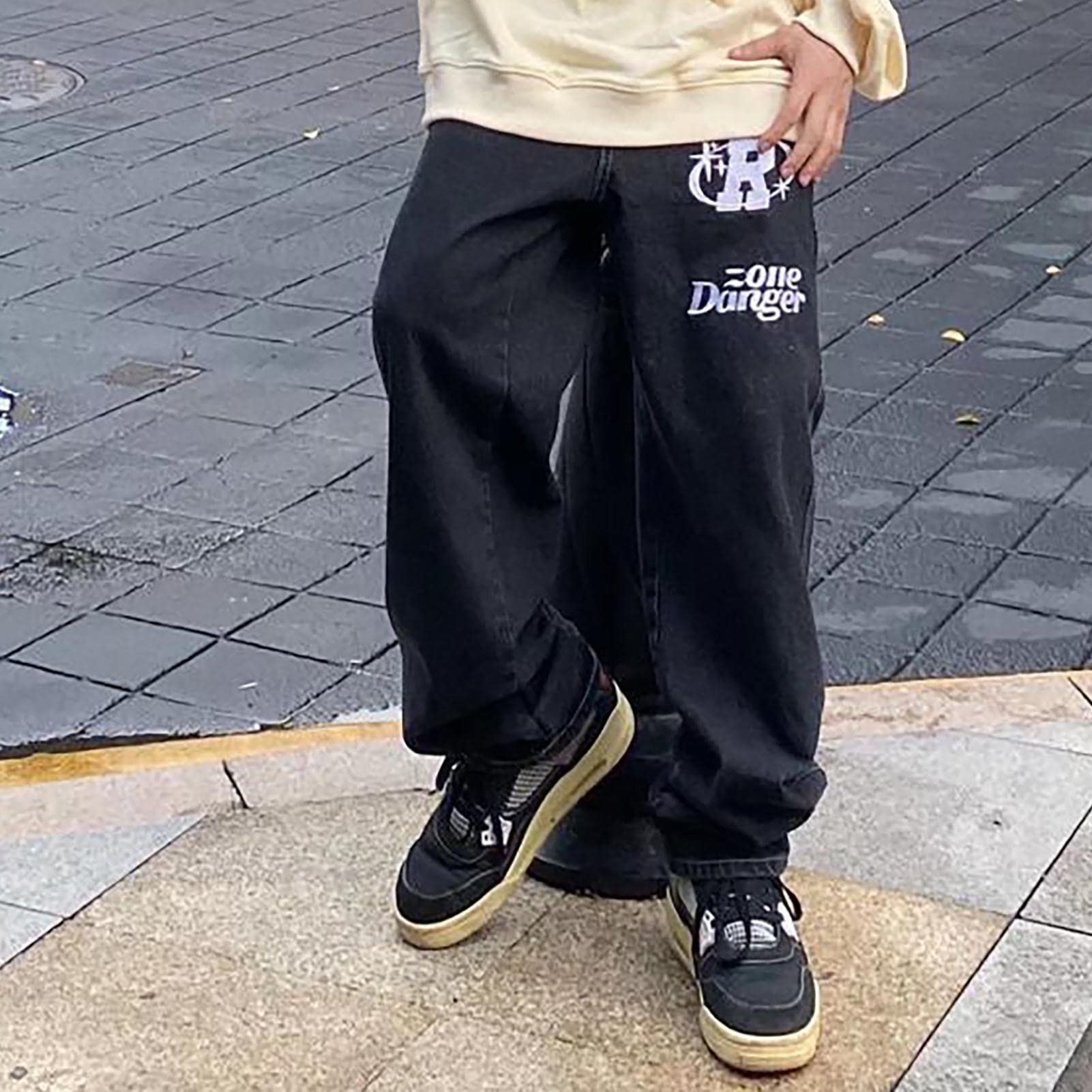 Mens Baggy Jeans Y2K - Calças Roupas Casuais | Y2K Washed Oversize