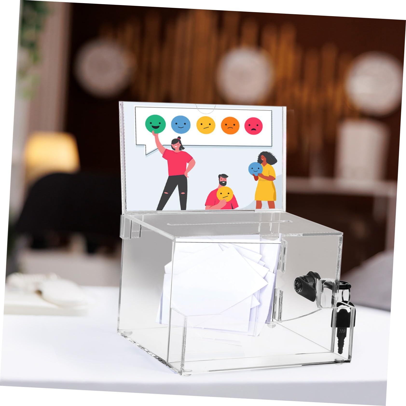 Abschließbare Stimmzettel Box Transparent Acryl 6.30X5.71X4.33In Großes Fassungsvermögen Für Sichere Abstimmung Spendenbox Fundraising Vorschlagsbox