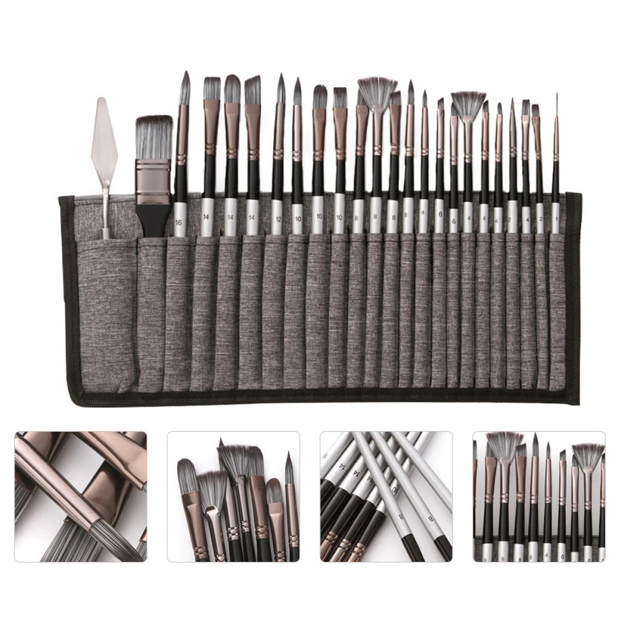 Set de 24 Pinceles de Nailon para Dibujo de Estudiante