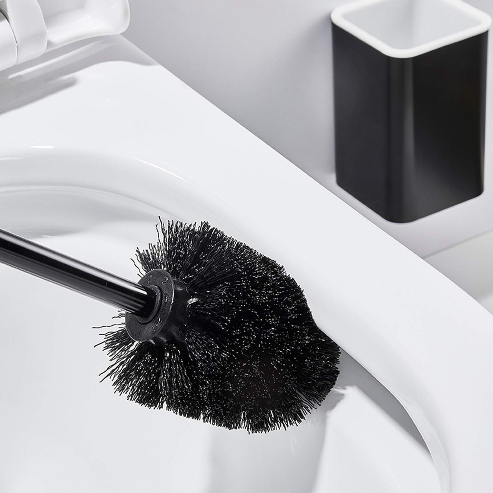 Porta Scopino Da WC Da Parete - Tazza In Plastica Bianca Con Design Antiscivolo - Foto 7