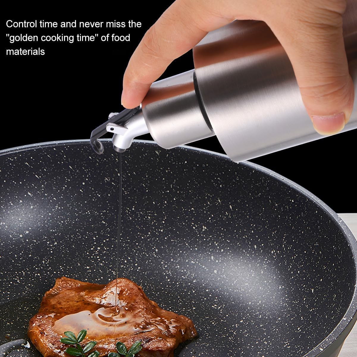 Stainless Steel Oil Bottle 550Ml Large Capacity Metal Oil Dispenser Leak-Proof Cooking Condiment Container for Kitchen and Bbq