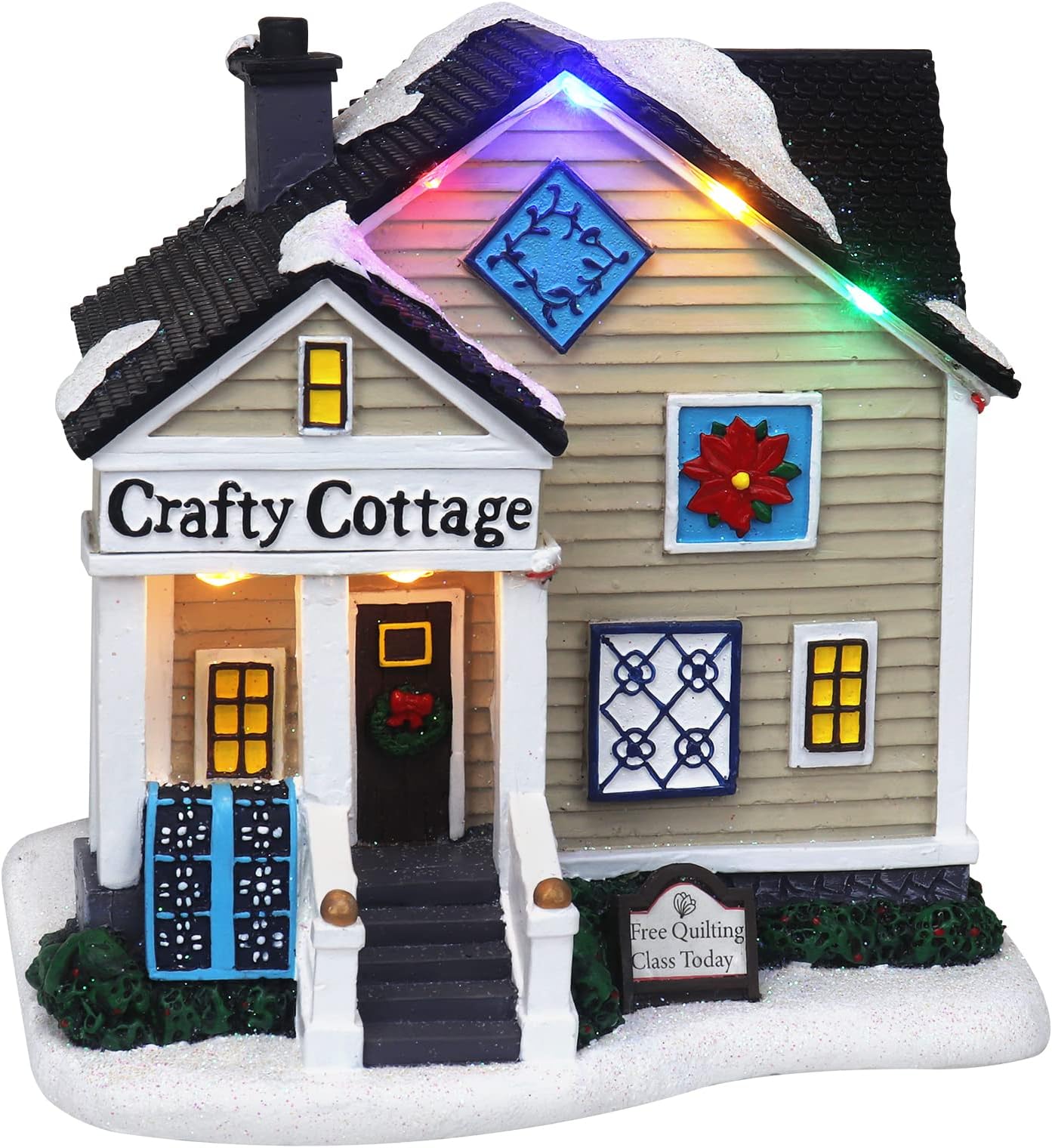 Christmas Village Crafty Cottage - Lighted Musical Snow Village Collectible Building - Perfect Addition to Your Christmas Indoor Decorations & Holiday Displays - A Thoughtful Gift to your Loved Ones