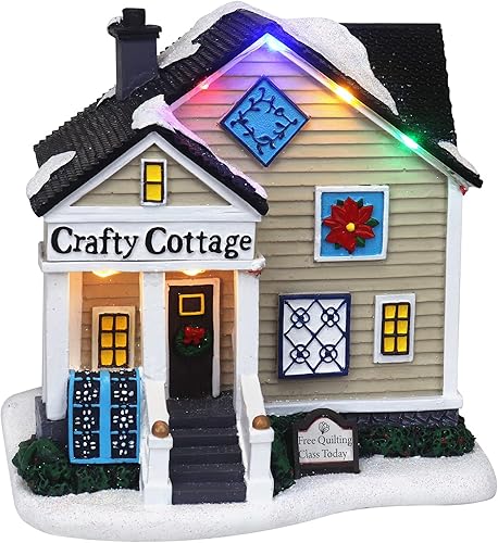 Miniatura 9 de Restaurante de pueblo de Navidad, edificio coleccionable iluminado musical de aldea de nieve, casas de pueblo navideño, complemento perfecto para