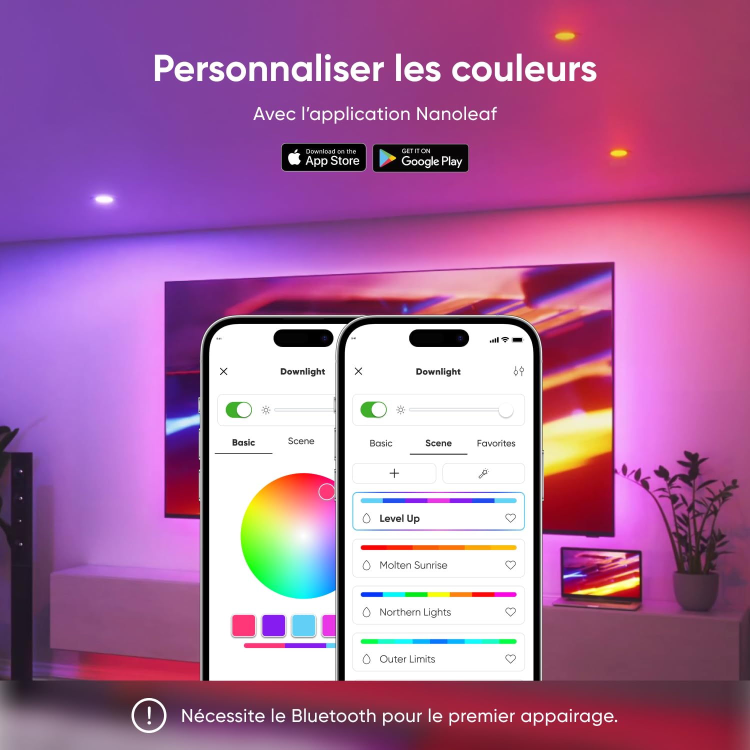Nanoleaf Ampoule Connectée WiFi LED Spots Encastrés,Compatible Alexa/Google Home/App, Intelligente Dimmable Ampoule Multicolore 550LM 1200K-6500K, Découpe 75–85 mm