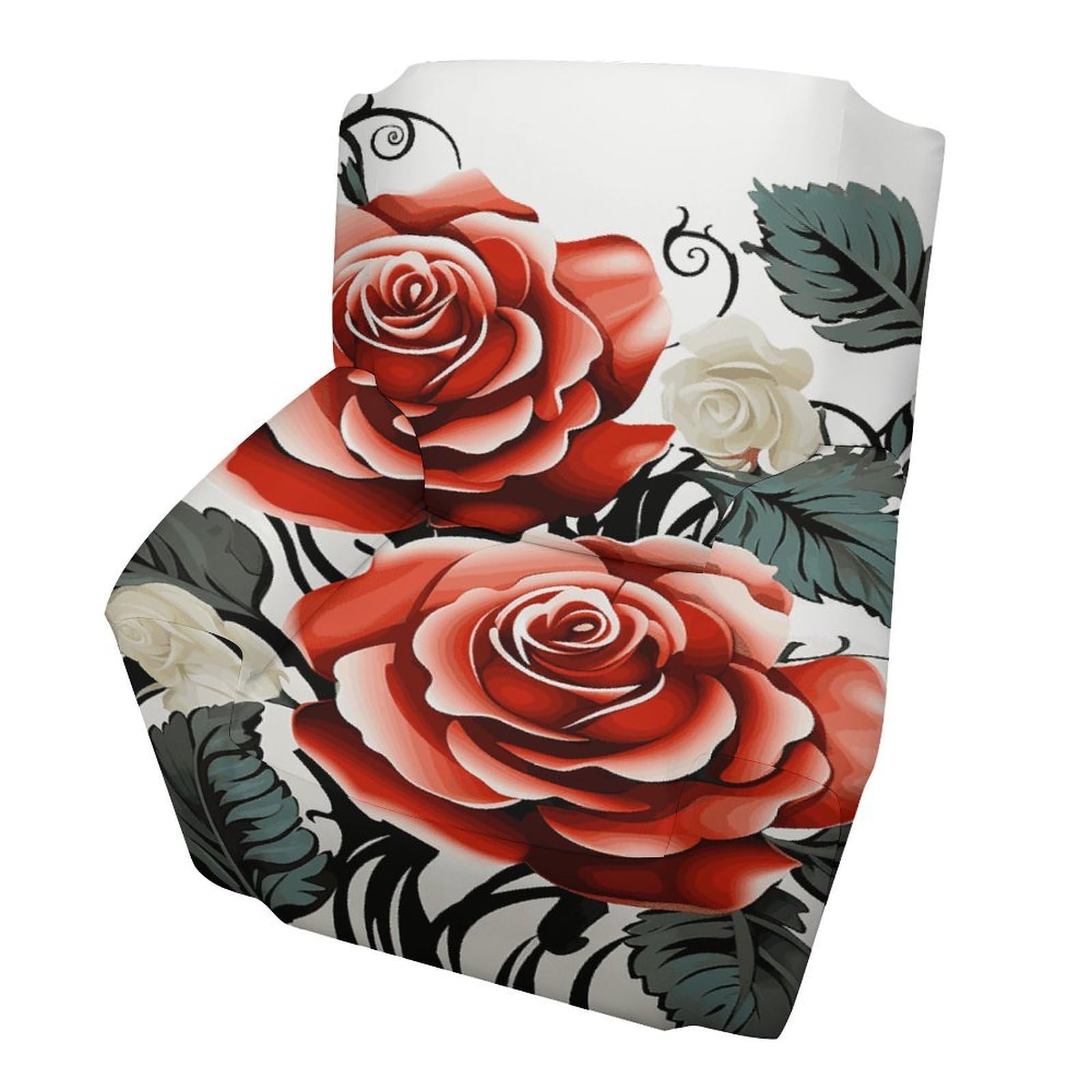Fodpand Style Floral Rose Ivy With Leaves Spring Sofa Cover Soft 1 Seater Sofa Slipcover For Pets Washable,Couch Cover With Elastic Straps Furniture Protector