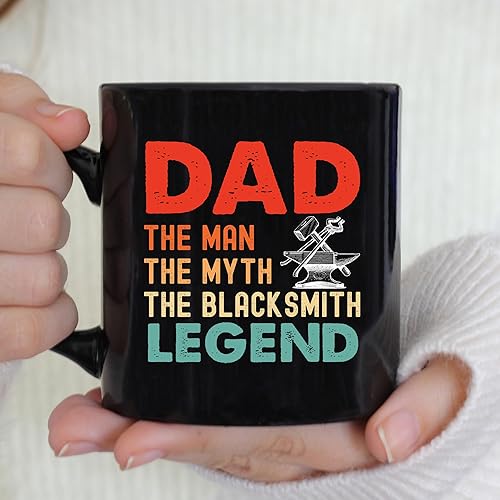 Miniatura 3 de TODOLIA -11Oz- Taza de café con texto en inglés "Dad The Man The Myth The Blacksmith Legend", taza de regalo de herrero, taza de café forger, regalo
