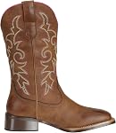 J's.o.l.e Cowboy Bottes Femme Cowgirl Bottes Botte Cowboy Femme Square Toe Large Mid Calf Brown Boot