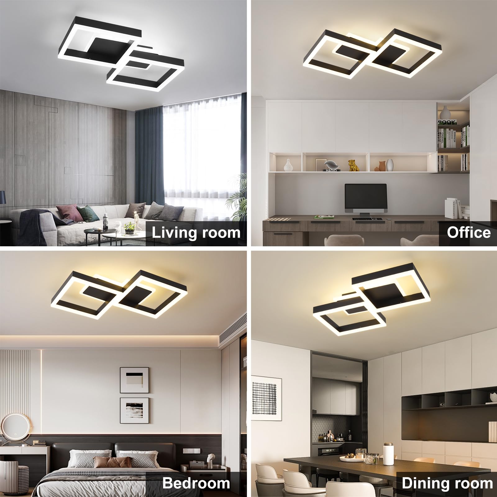 MYCUL Plafon Led Techo Regulable con Mando a Distancia,Negro | Lámpara de Techo con Temperatura de Color Ajustable,32W iluminación de Techo de Diseño Moderno para Salón,Dormitorio,Cocina