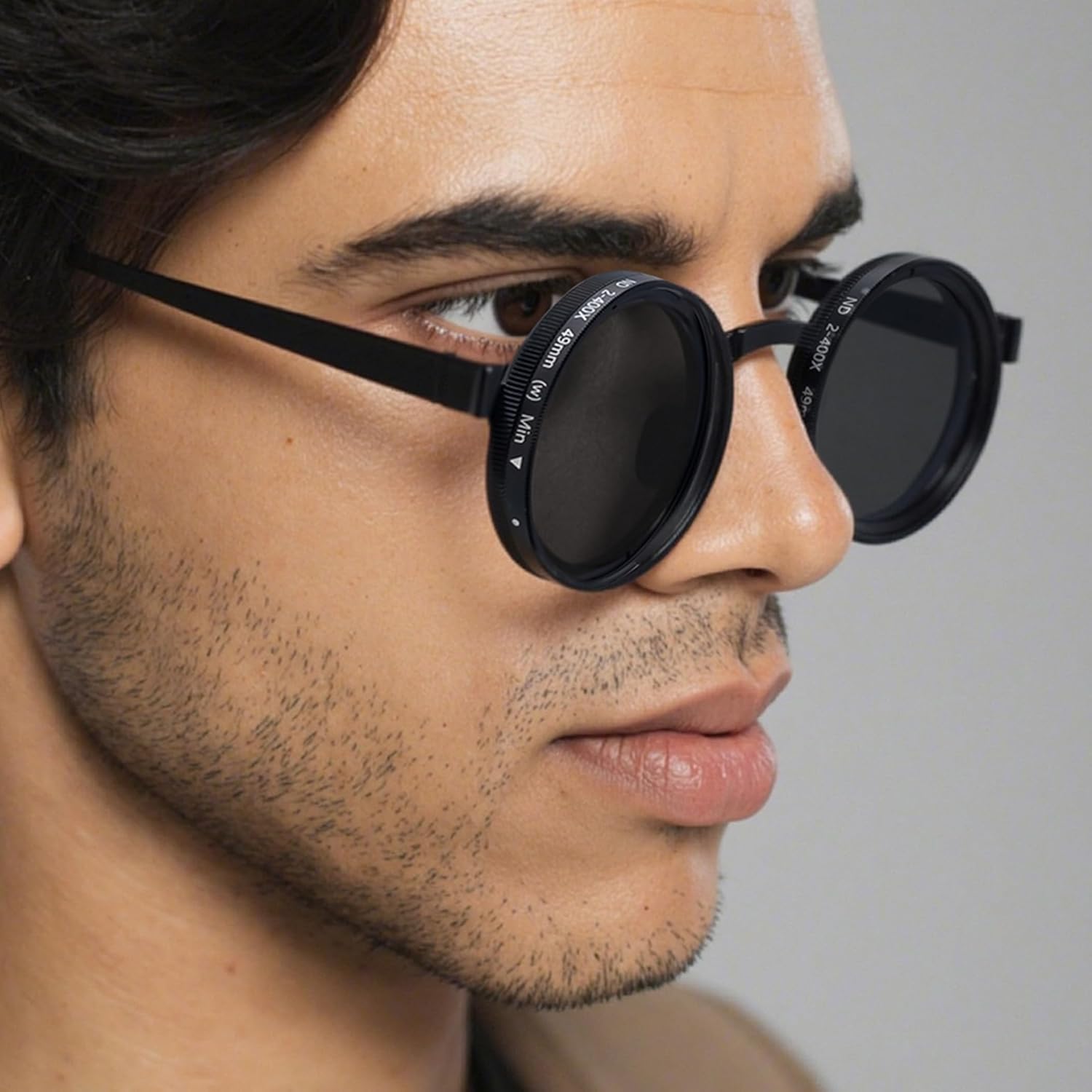 Adjustable-Tint Men's Sunglasses – ND Filter, UV400 Polarized – Retro Round Frames