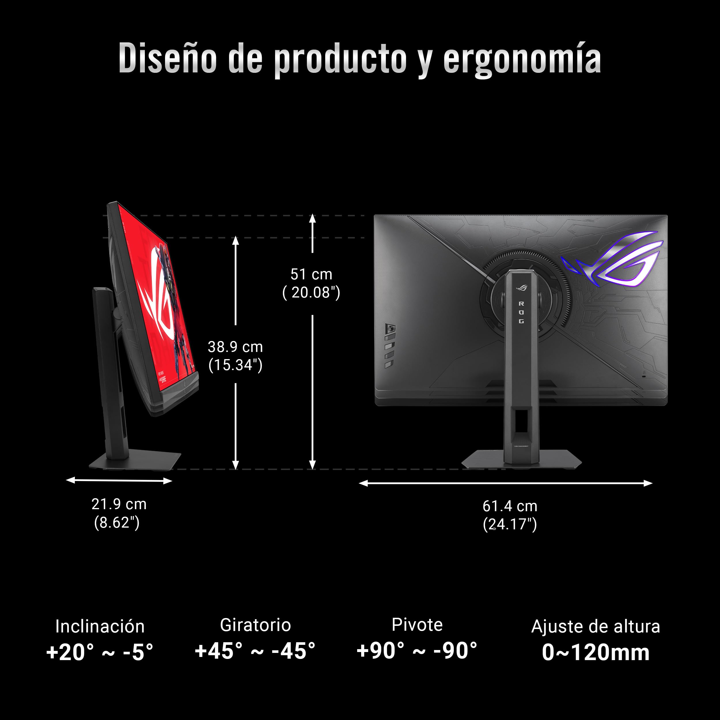 ASUS ROG Strix 5K XG27JCG - Monitor Gaming 5K HDR (5120 × 2880), Dual Mode, G-Sync y AMD FreeSync Premium, ELMB2, VESA DisplayHDR 600, 218 ppi, 95% DCI-P3, DisplayWidget Center, tecnología Gaming AI