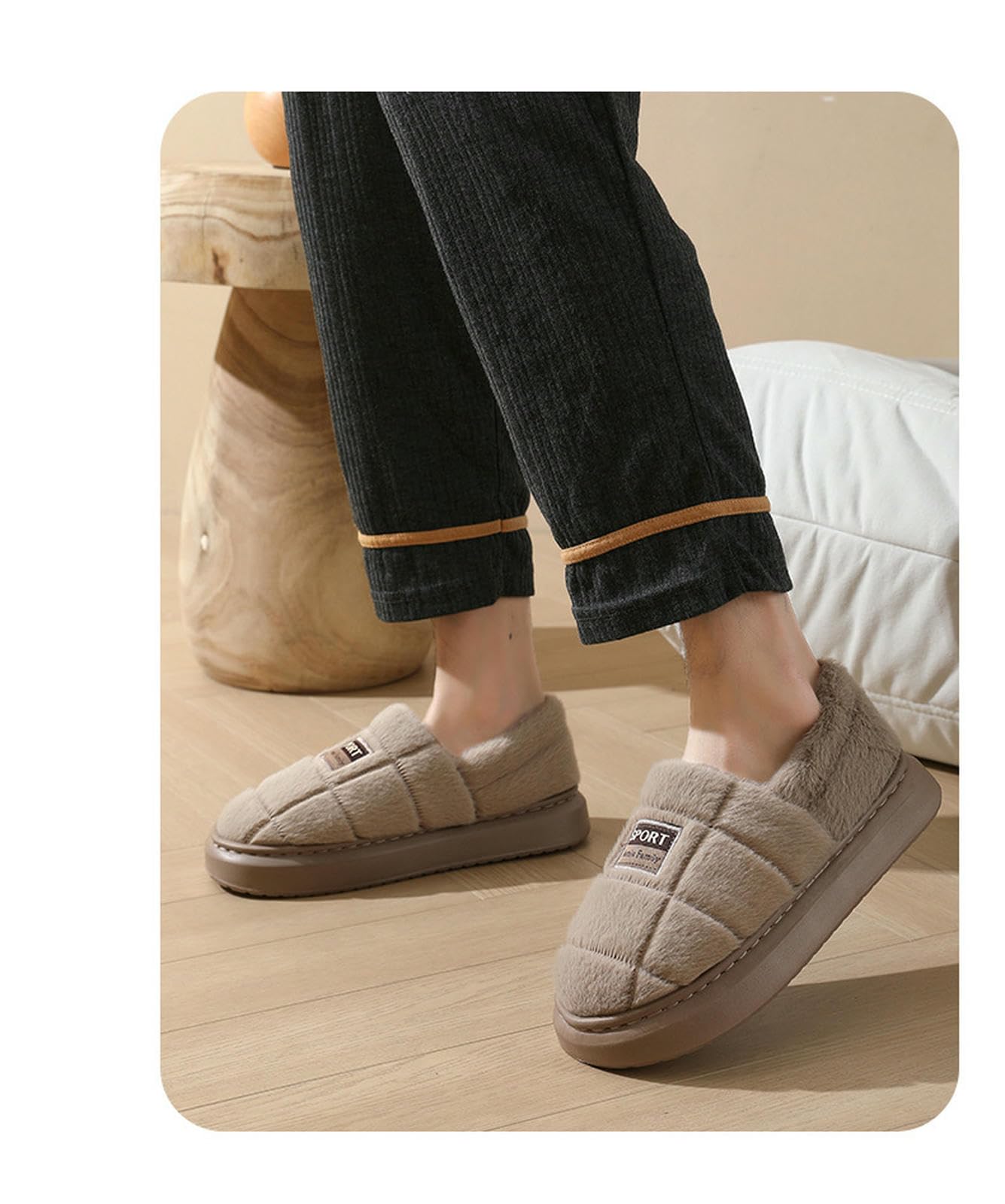 Damskie kapcie Plush Cotton Shoes Large Size Heeled For Men Home antypoślizgowe grube podeszwy