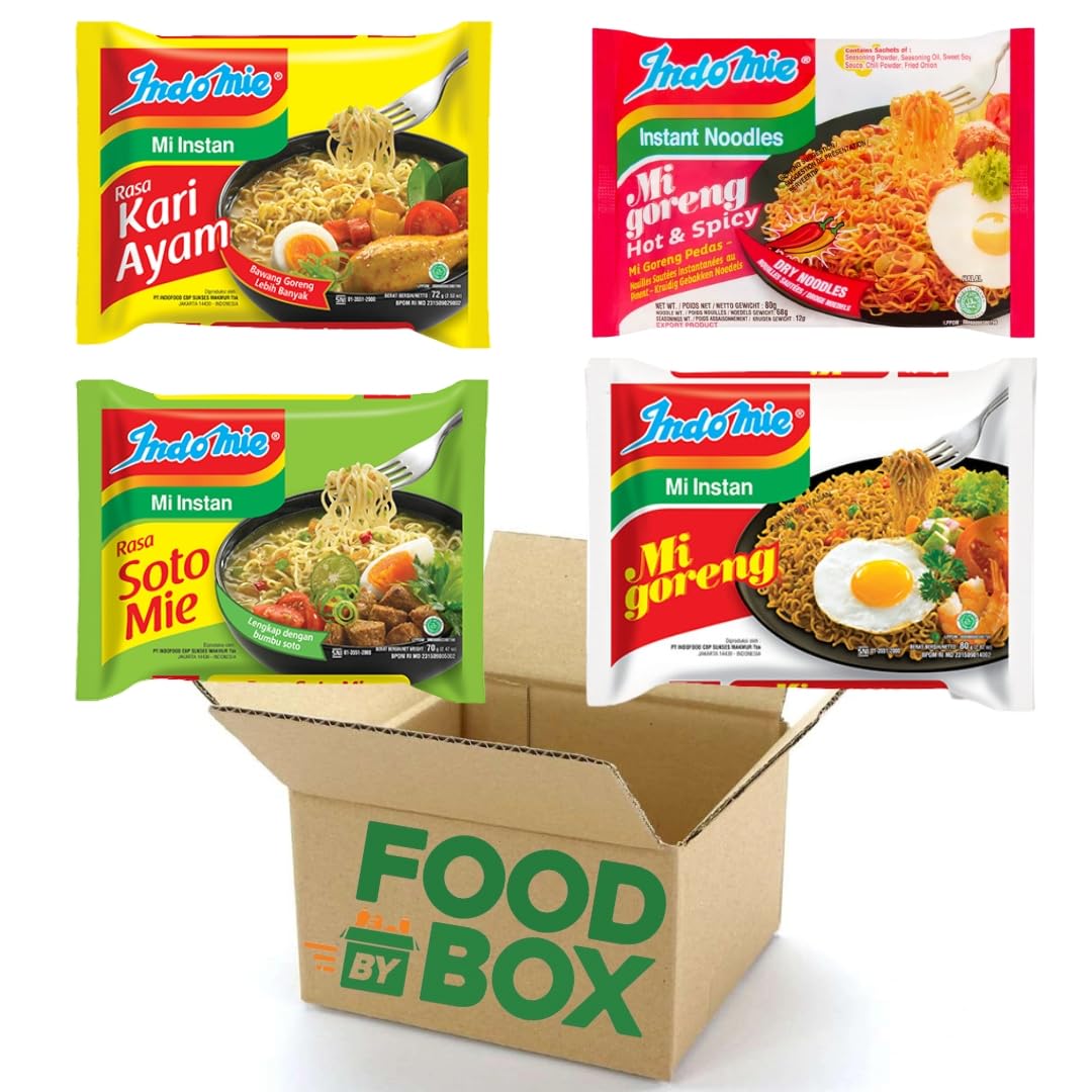 Indomie Instant Noodles Mixed Bundle - 40 Packs, 4 Flavors (Mi