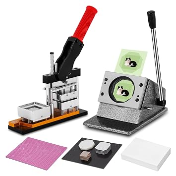 2x2inch Square Magnet Maker Machine Kit DIY Fridge Magnets Making Kit with 200 Sets Supplies&100 Papers, 50x50mm DIY Photo Magnet Making Machine Kit
