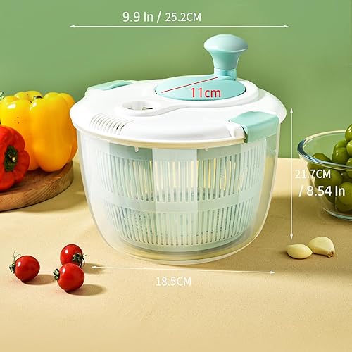 Miniatura 7 de Spinners de ensalada de 5 litros de capacidad, material mejorado de resistencia a caídas y altas temperaturas, molinillos para secador de verduras y