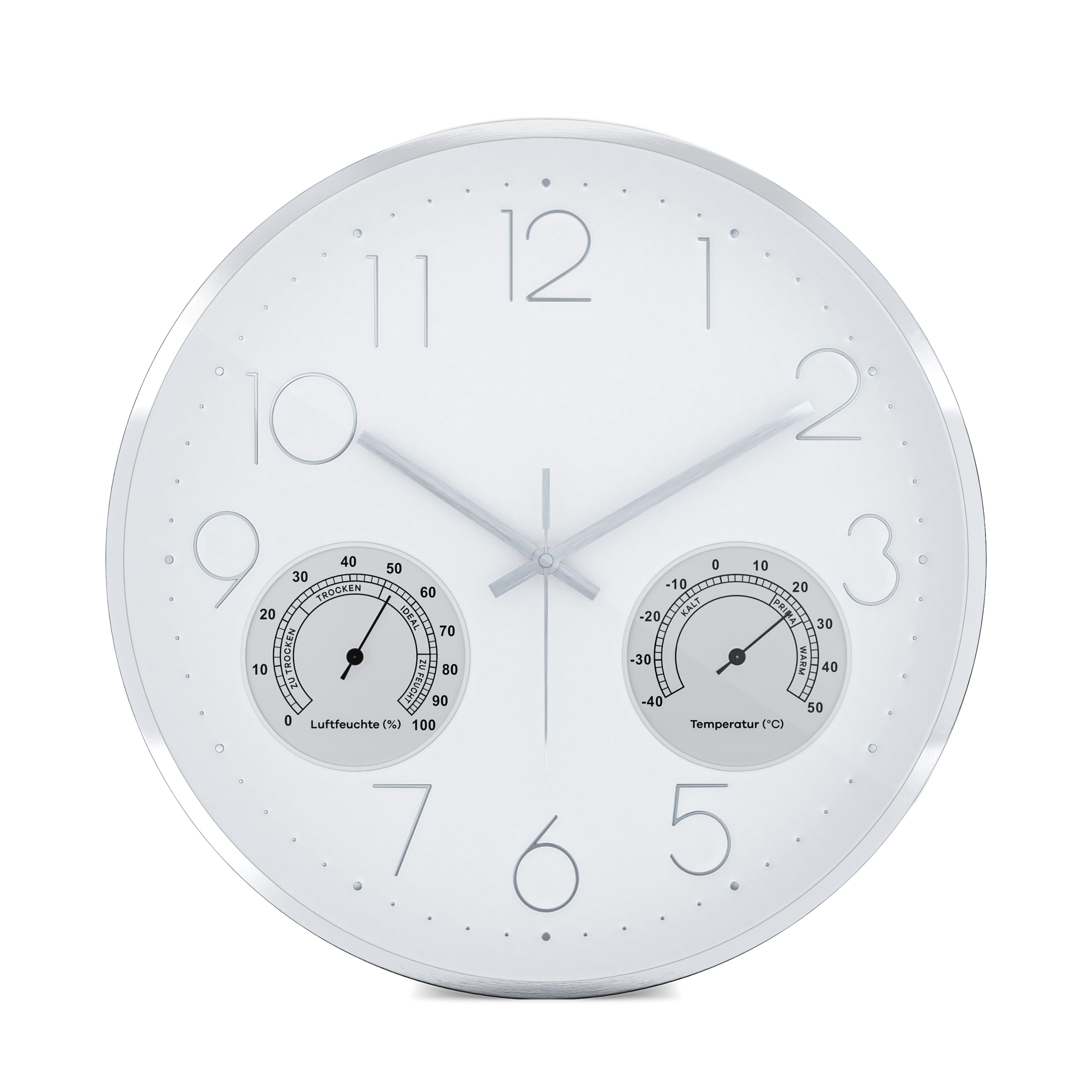 Mebus Wall Clock, Plastic Aluminium, White, 35 cm
