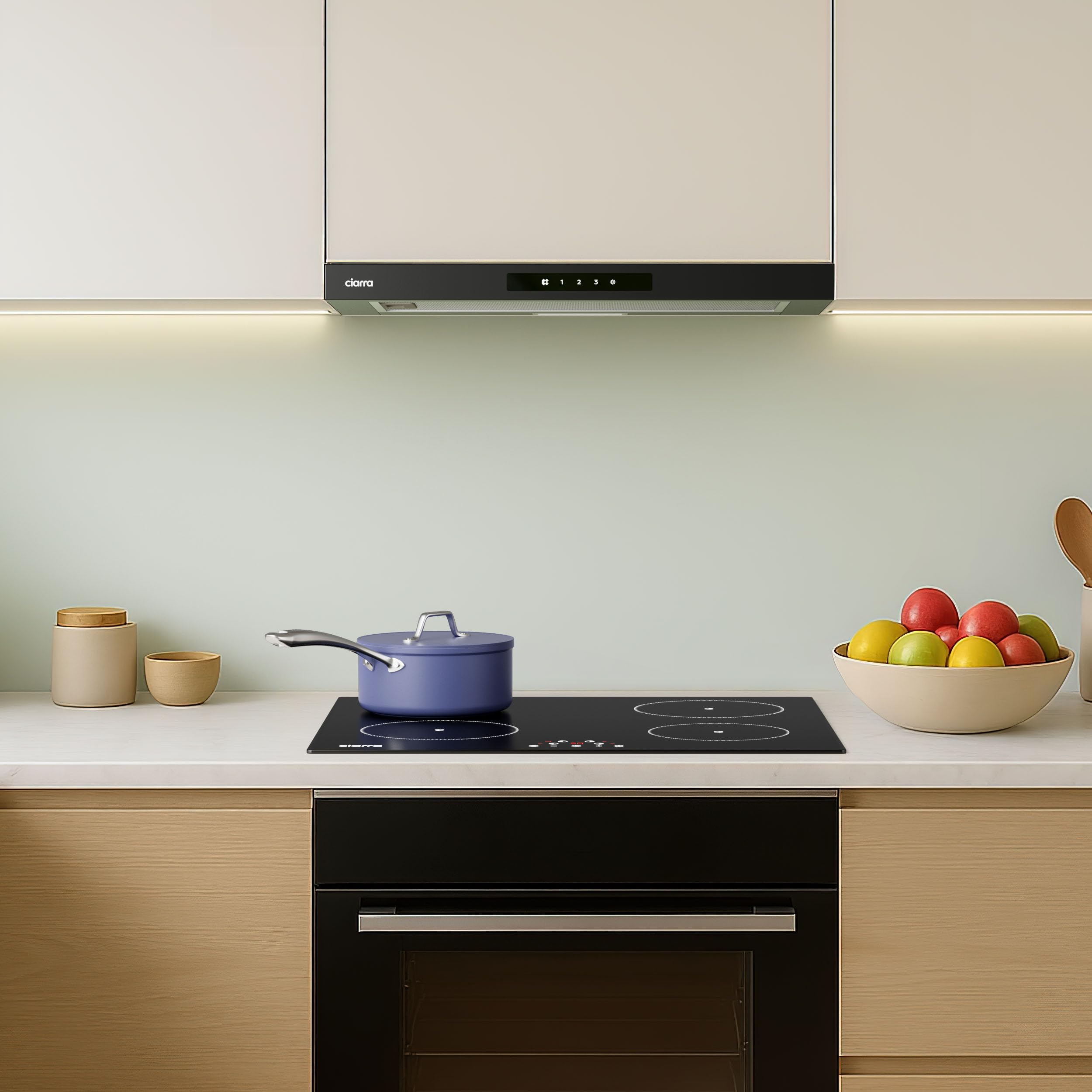 CIARRA CBCB6909A Classe A+ Hotte Télescopique Encastrable 60 cm 606 m³/h