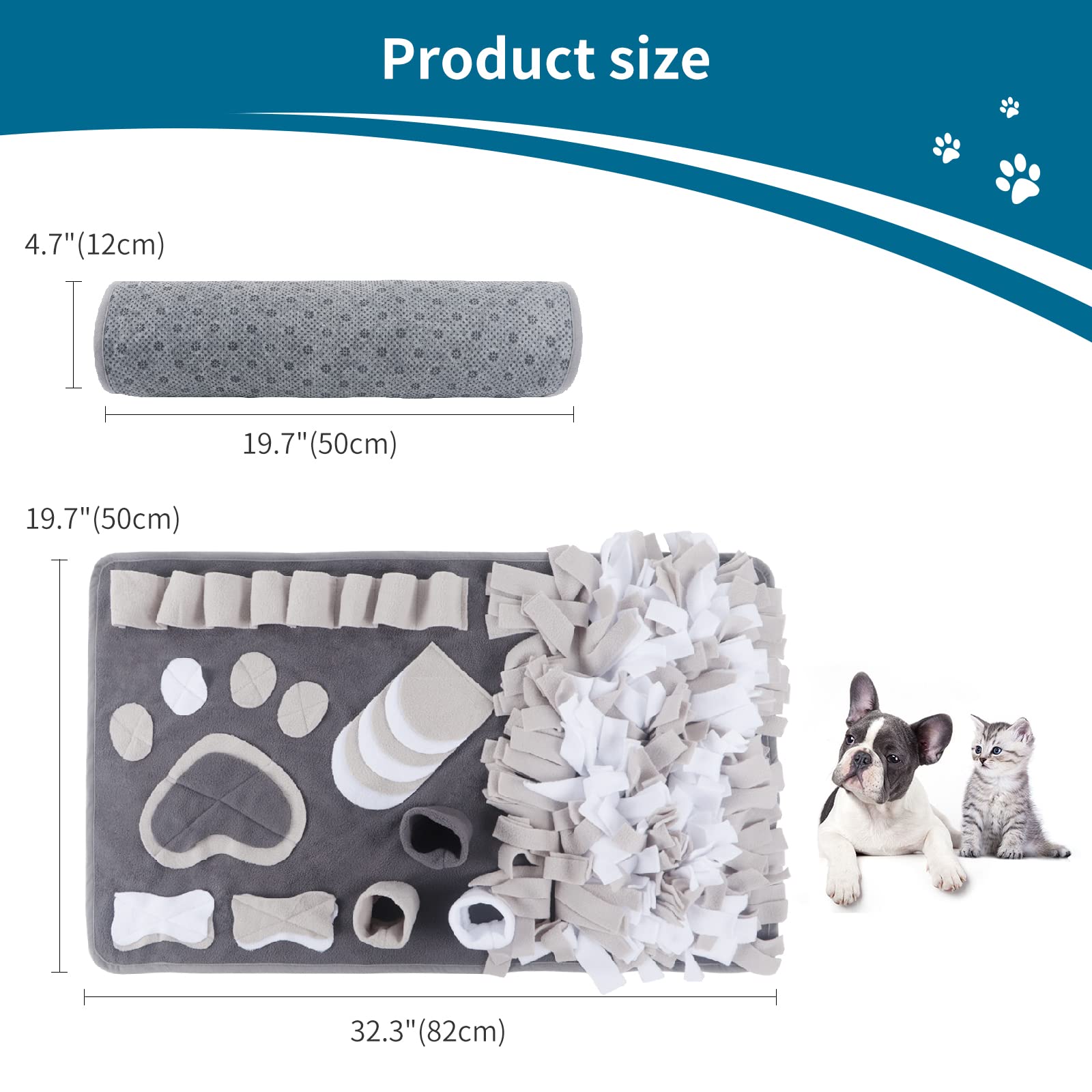 Tappeto Olfattivo Per Cani | Giochi Di Intelligenza Con Nascondigli Per Snack, Lavabile E Pieghevole Per Addestramento - Foto 6