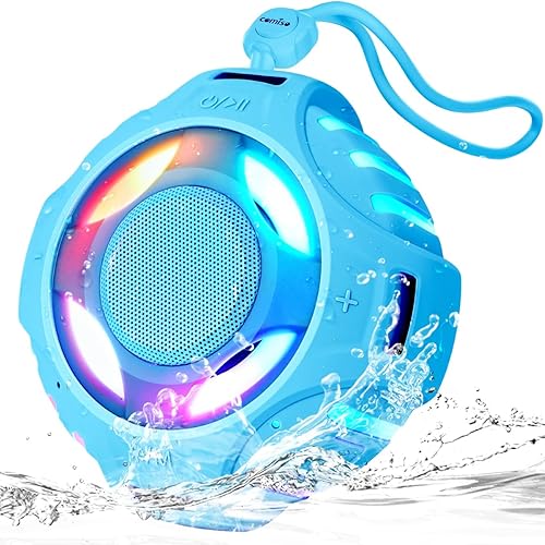 Altavoz de ducha Bluetooth comiso, altavoz impermeable IP67 con luz LED, altavoces portátiles con estéreo inalámbrico verdadero, flotante, 2000mAh,