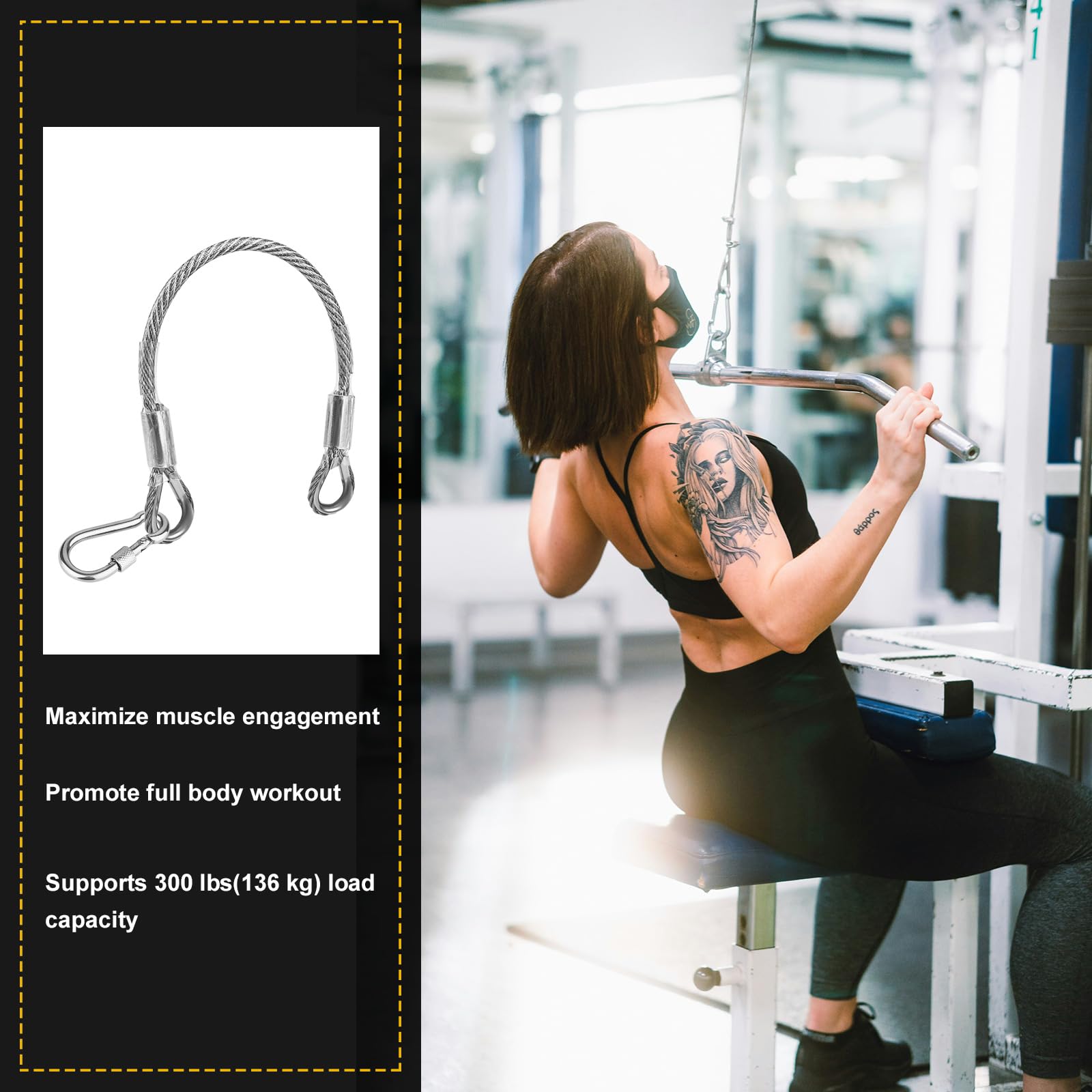 Prolunga per cavo da palestra da 2 pezzi, 25 cm, compatibile con Bowflex, accessori da palestra per la casa, per LAT/Tricep, macchina per rimuovere e le gambe  18