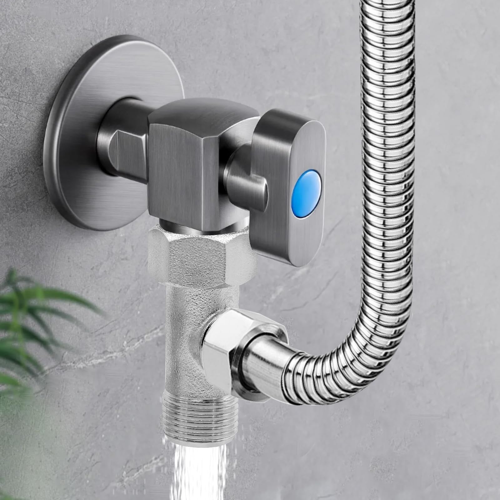 2 valvole angolari 3/8, 9/16 T, set di collegamento per WC, valvola di conversione a 3 vie, raccordo per acqua, raccordo a T, rotazione di 180°, nichelato, valvola di scarico per casa, bagno e