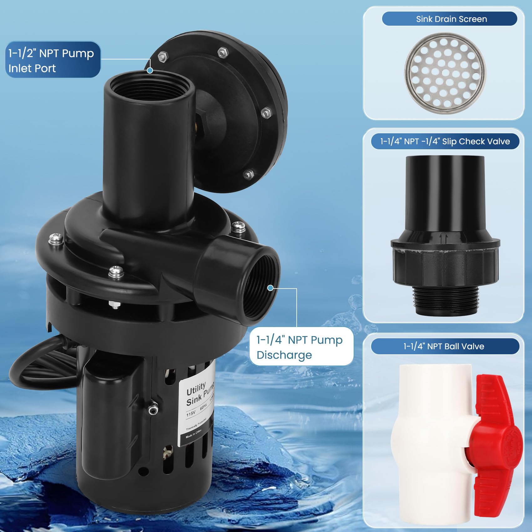 Automatic Utility Sink Pump Installed Directly Under Sink