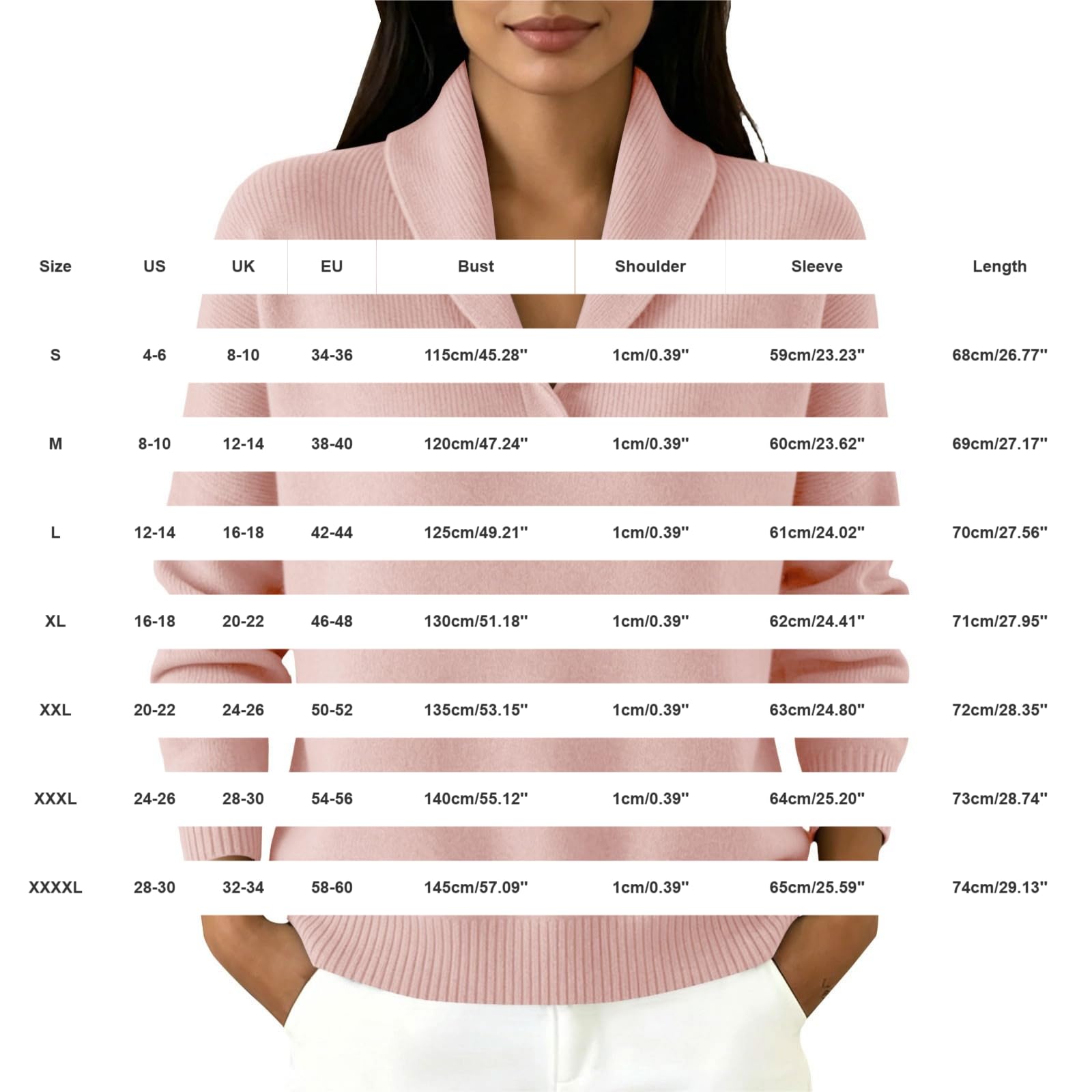 Generico Camiseta de mujer de punto con cuello en V y manga larga | Sweatshirt - Camiseta de color liso Slim Fit Slim Fit - Suave y cómoda - Ideal para el trabajo, compras, pasear por casa