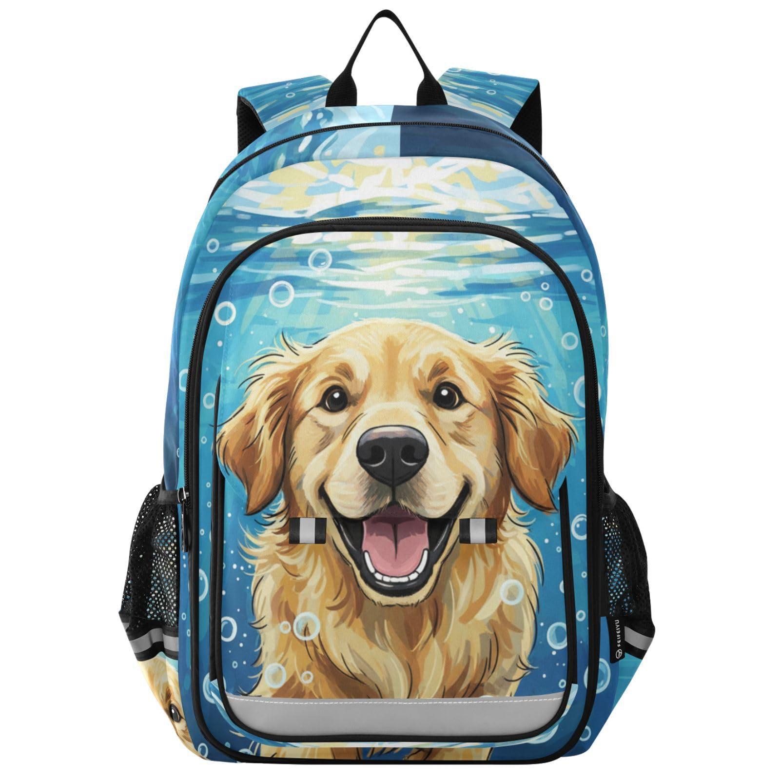 Mnsruu Laptop-Rucksack, 39,6 cm (15,6 Zoll), niedlicher Golden Retriever, Schwimmtasche, Schultasche für Teenager, Mädchen, leichter Reiserucksack für College-Arbeit, 45 x 33 x 17 cm