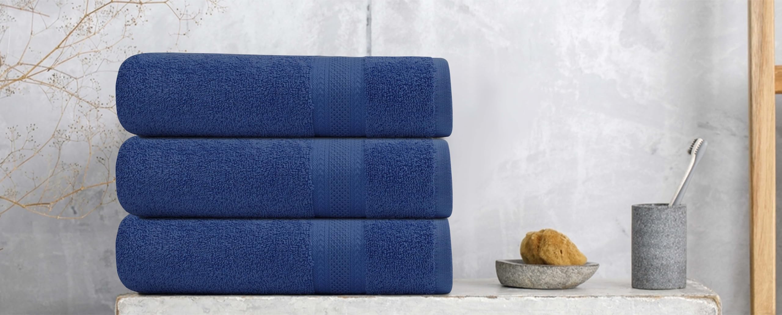 Medium Size Bath Towels Set of 6 – 100% Cotton Terry – 24" x 48" – Quick Dry, Soft & Highly Absorbent – Grey Towels for Bathroom, Gym, Spa, Pool & Daily Use