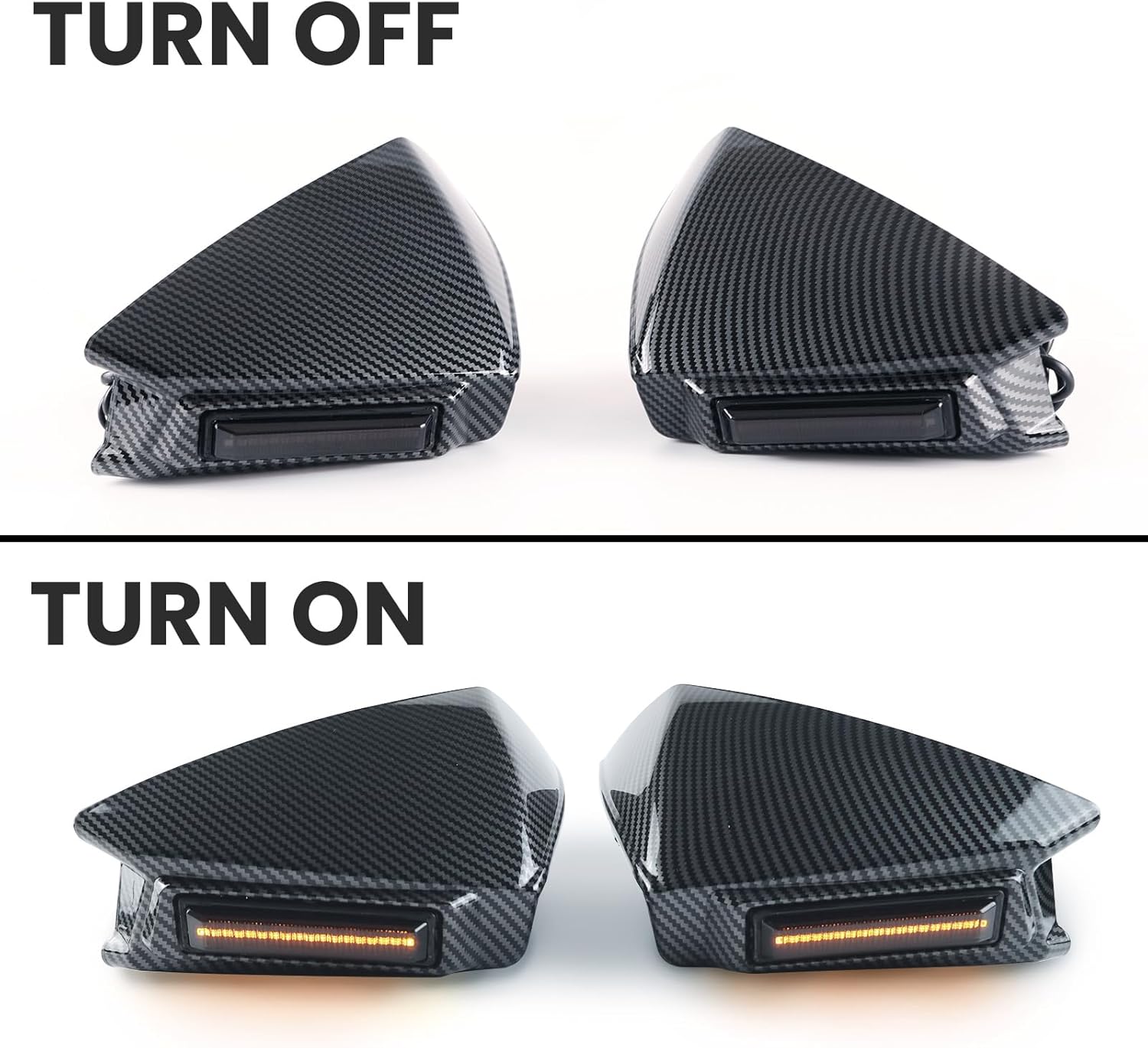 Side Rearview Mirror Guard Cover w/Light for Slingshot, Carbon Fiber Style Reverse Mirror Frame Cover Trim Decoration with w/Turn Signal Marker Light for Polaris Slingshot 2015-2023 Accessories