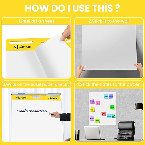 Miniatura 6 de (6 almohadillas) Almohadilla de caballete pegajosa de 25 x 30 pulgadas, papel de alta calidad para profesores, se monta en la mayoría de superficies