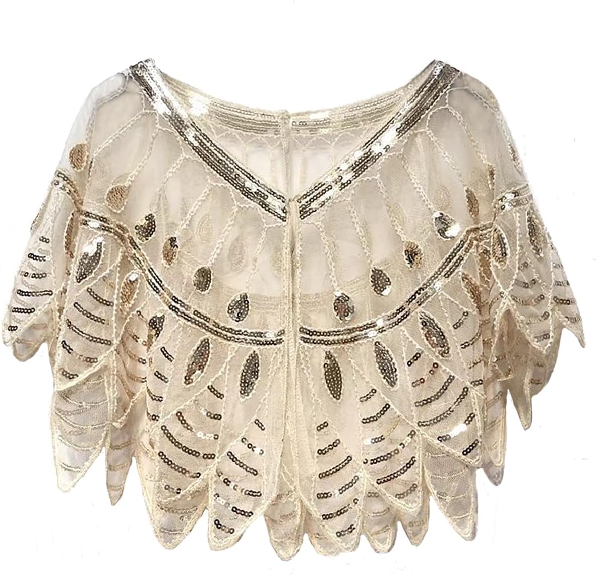 Metme Women's 1920s Scarf Wraps Sequin Deco Fringed Wedding Cape Evening Shawl Vintage Prom