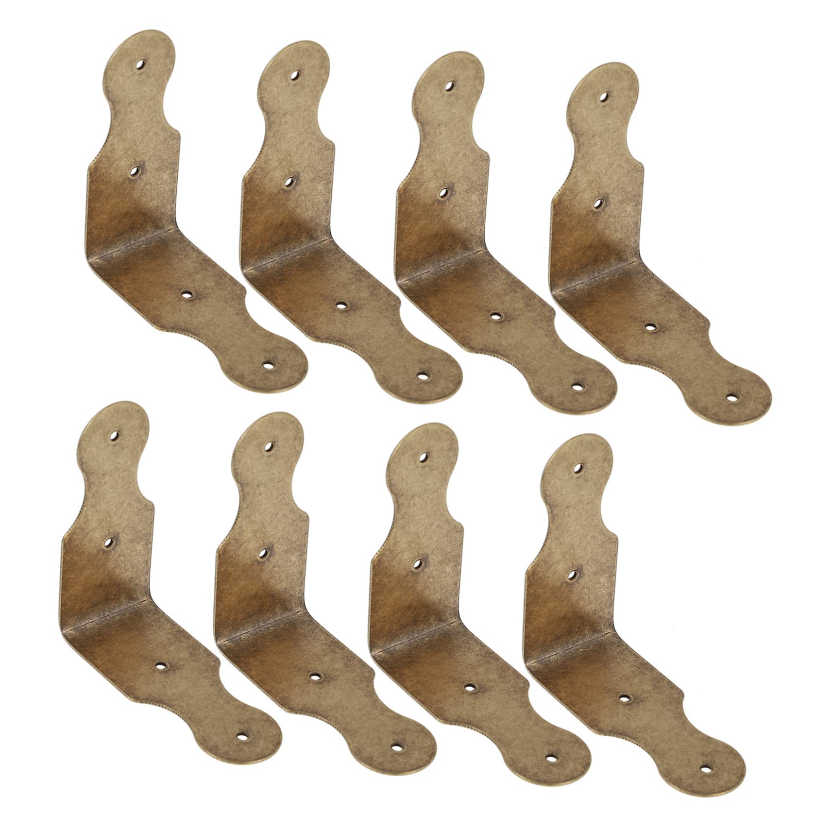 Generic 8 Pcs Box Corner Protection Metal Stand Retro Decor Shelf Bracket Out Door Furniture Corner Protectors Rustic Desk Furniture Protector Office Desk Edge Protection Camphor Box Brass, 5X5X2.3CM