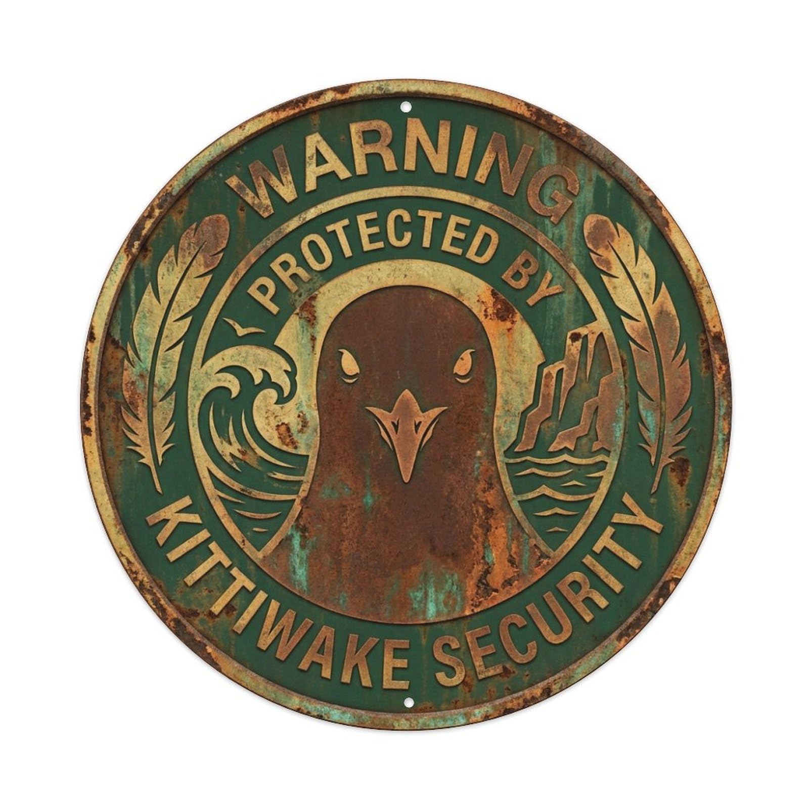 Protected By Kittiwake Security Warning Seabird Metal Tin Sign