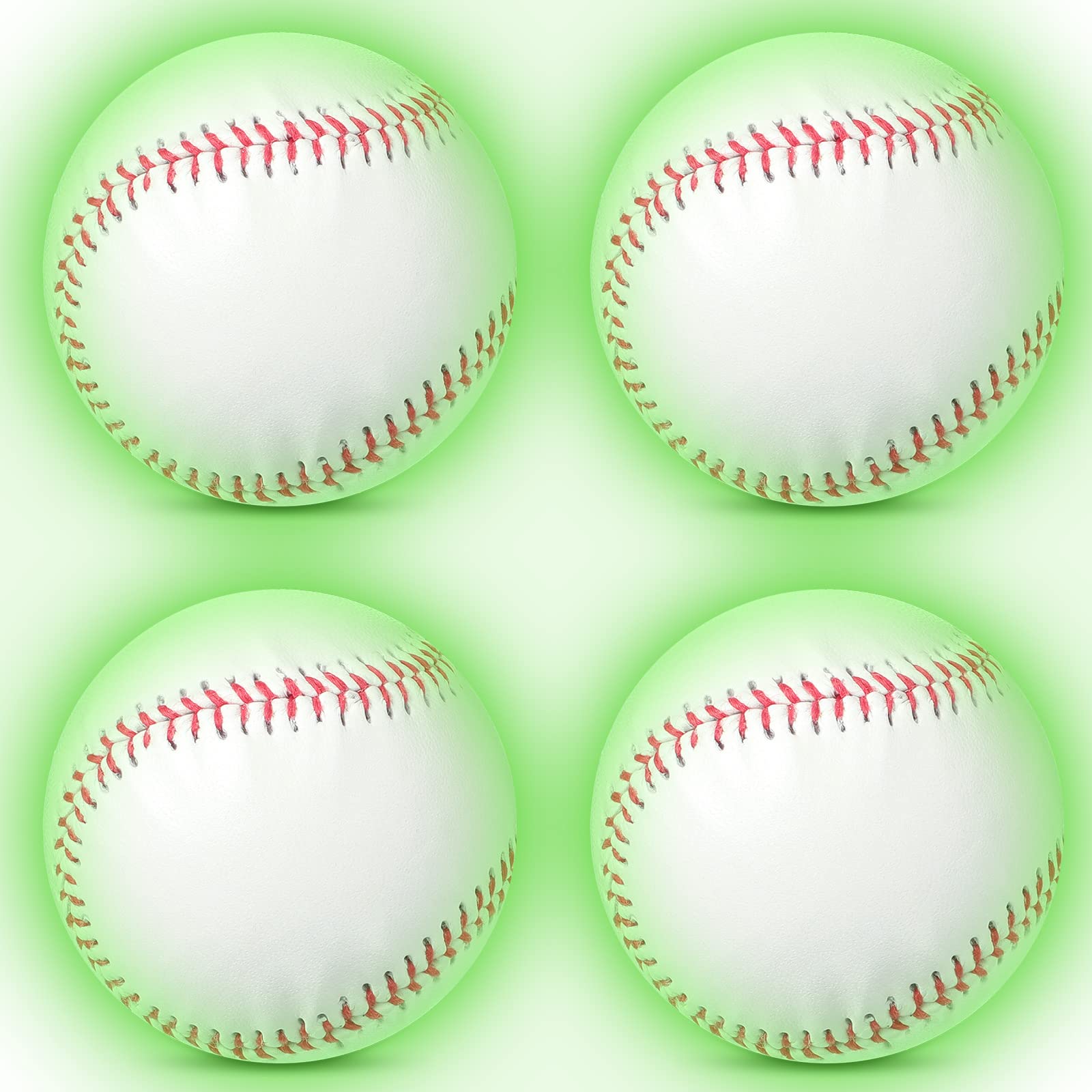 4 Pieces Glow in The Dark Baseball Lighting up Official Size Baseball Glow Ball Fluorescence Illuminates Baseball Gift for Boys Girls and Kids Home School Games Outdoor Activity
