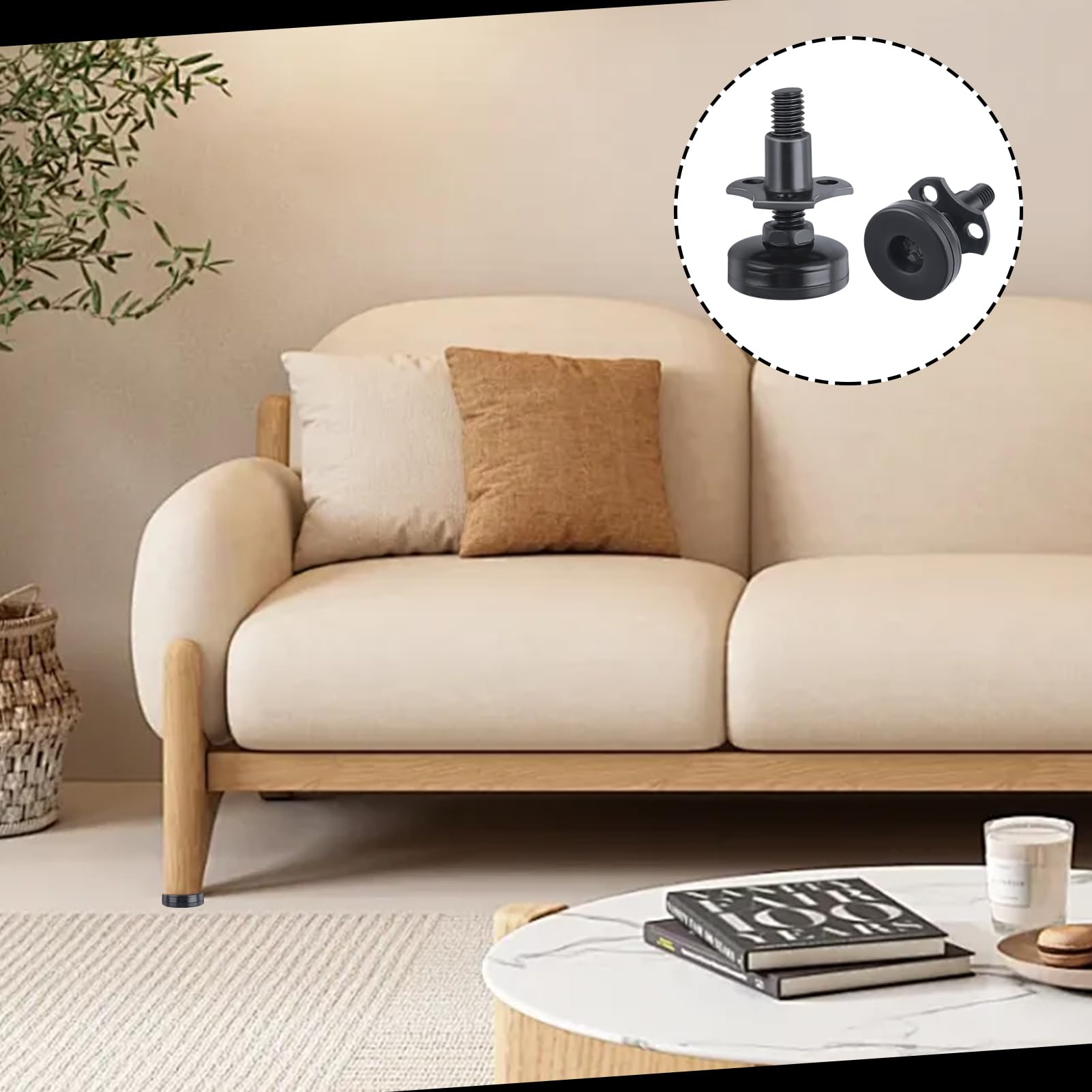 GOLD DEER 4 Pack Adjustable Leveling Feet Heavy Duty Furniture Levelers Furniture Feet 3/8''-16 Thread w/T-Nut Kit for Tables,Cabinets,Chairs,Workbench,Sofa and More,Large Base Supports 1320LBs - Image 4