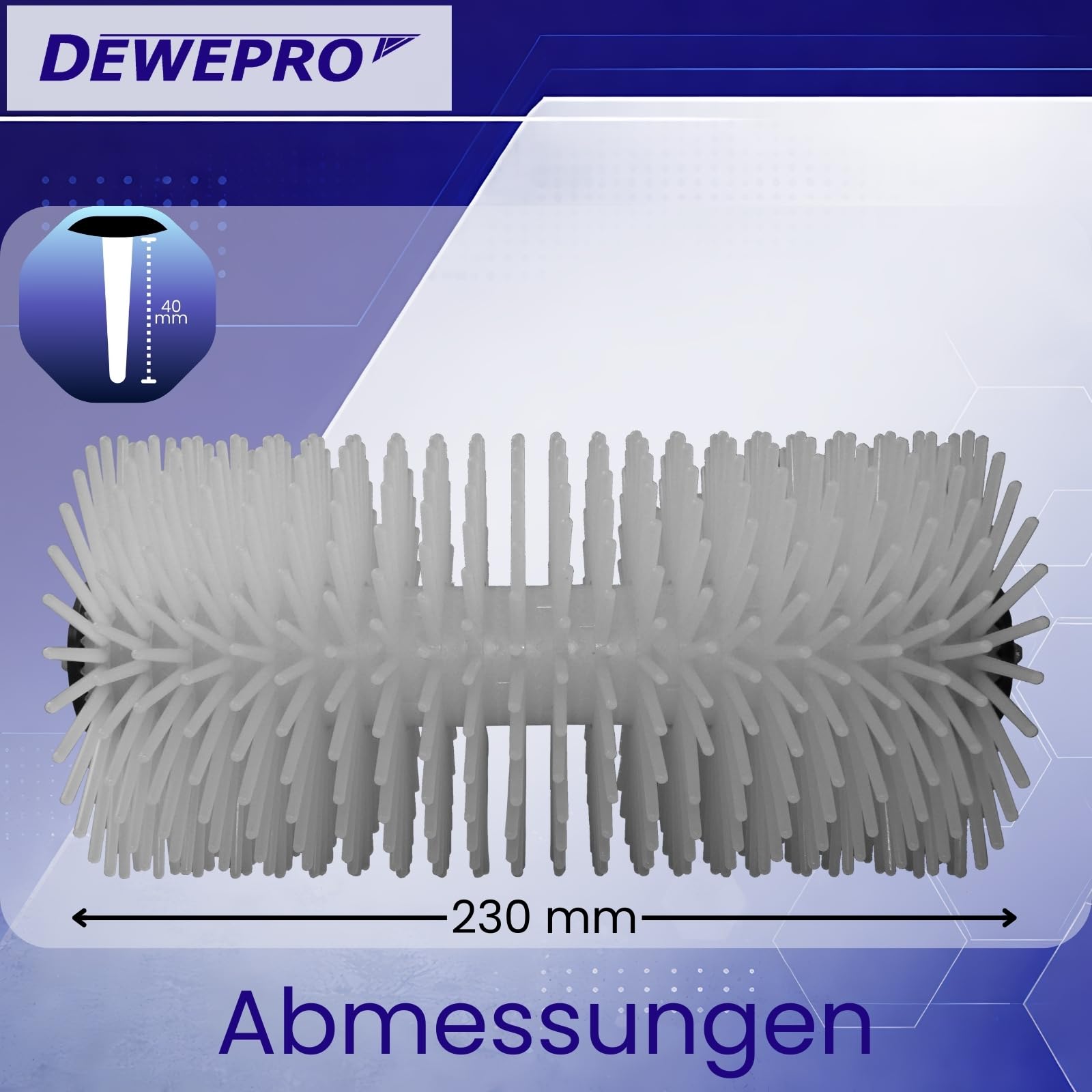 DEWEPRO Entlüftungsroller Stachelwalze ø123mm x 230mm Breite - Handstachelwalze mit 40mm Stachellänge - Entlüfterrolle, Entlüftungswalze - Igelwalze in Profi-Qualität