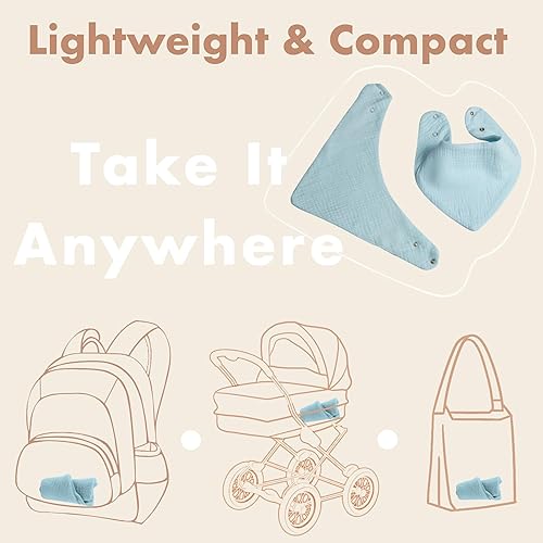 Miniatura 6 de Paquete de 8 baberos de muselina 100% algodón, baberos ajustables para bebés de 0 a 36 meses, niños y niñas