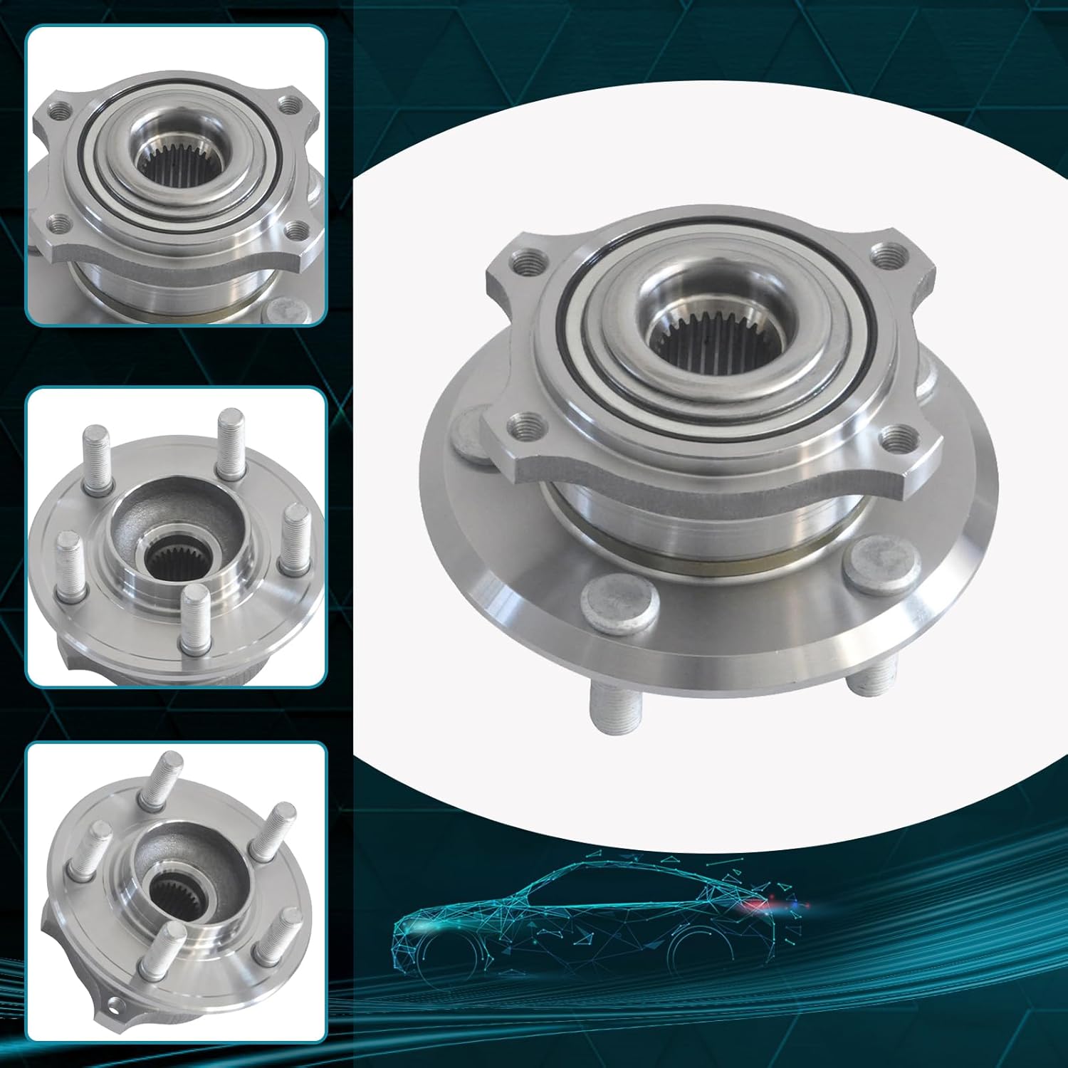 IRONTEK Wheel Bearing Assembly Front Hub Assembly for Chrysler 300 2005-2023, for Dodge Charger 2007-2023, for Dodge Challenger 2017-2023, for Dodge Magnum 2005-2008 5 Lugs (1 PCS) 513225