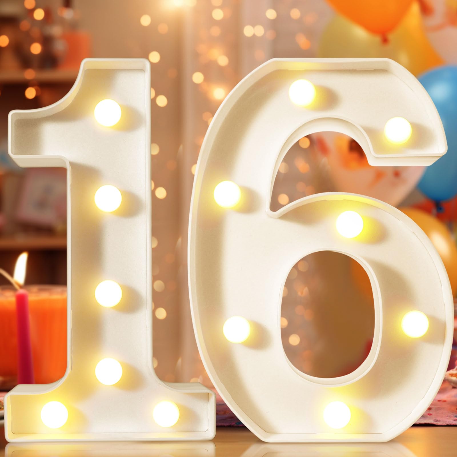 8.8" Decorative LED Light Up Numbers, Marquee Numbers Lights for 7th Birthday Decorations, Lighted Number Sign for Birthday Party Night Lights Wedding Anniversary Home Wall Decor, White Number 7 — view 94