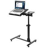 Smartxchoices Mobile Laptop Desk Angle Height Adjustable Laptop Stand Rolling Desk Cart with Wheels, Laptop Desk Table, Computer Holder w/Side Table and Casters - 180° Tilt 360° Swivel