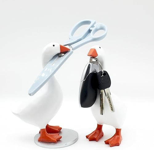 Miniatura 5 de SIETIOJI Estatua magnética de ganso para colgador de llaves, estatuas de jardín de pato de ganso, adorno decorativo para decoración del hogar,