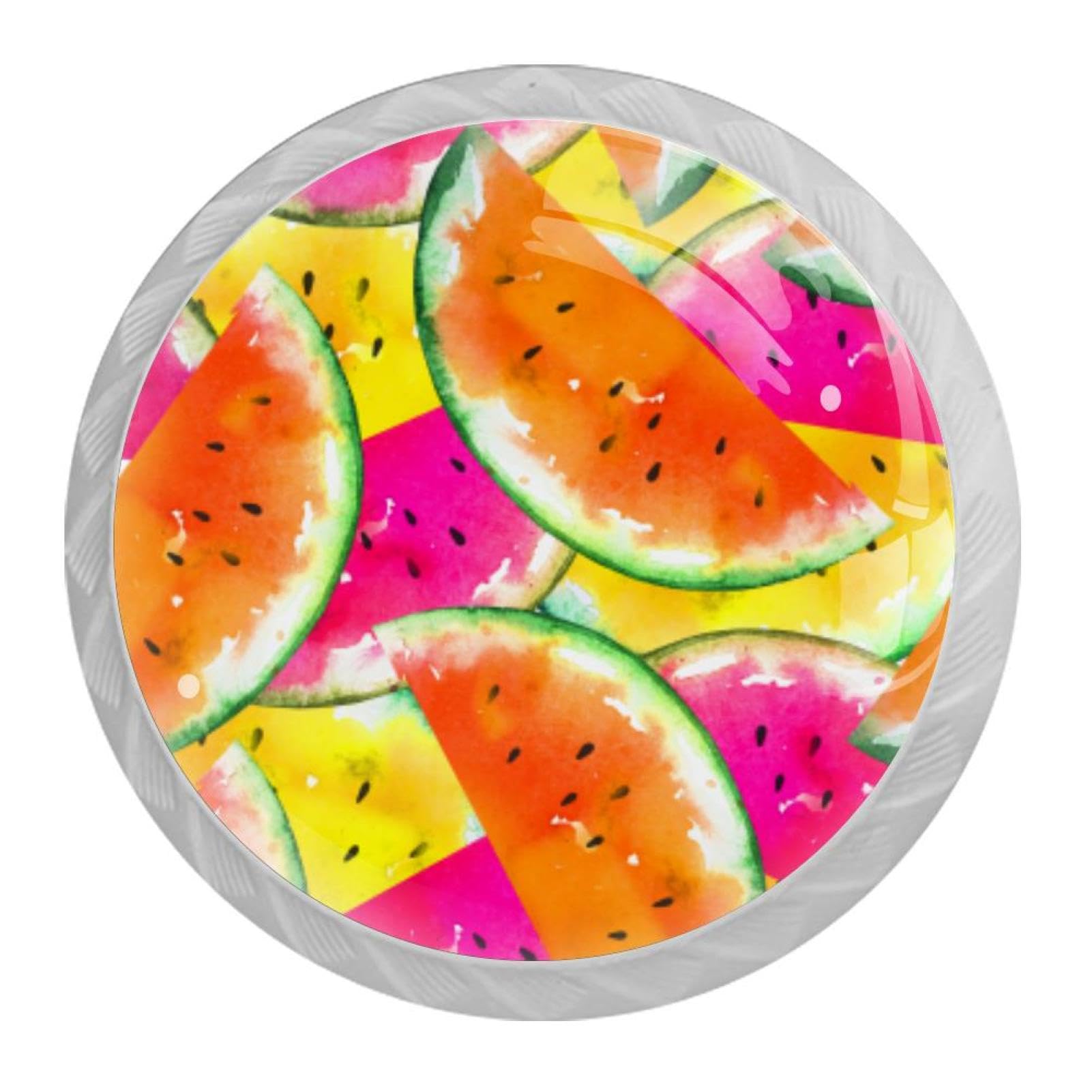 Tqmspg Multi06 4 Pieces Drawer Pulls Colorful Watermelons Door Knobs Dresser Handles For Kitchen Wardrobe Cupboard Hardware Furniture