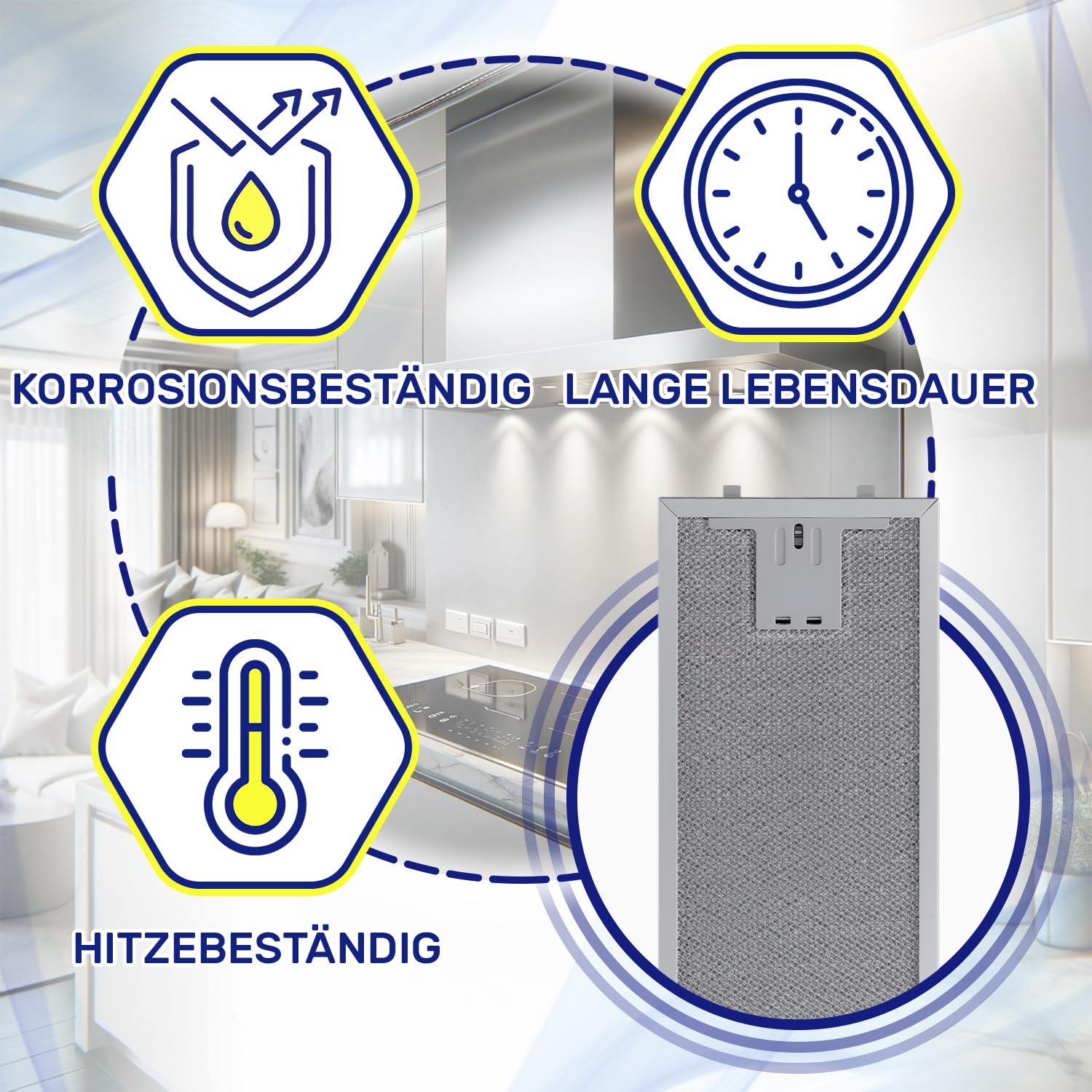 Aluminium Metallfilter Dunstabzugshaube 250 x 110 x 8 mm mit dem Originalcode 11022470 11018426 für Bosch für Balay für Siemens für Neff - Garantie 10 Jahre - MONTERAL