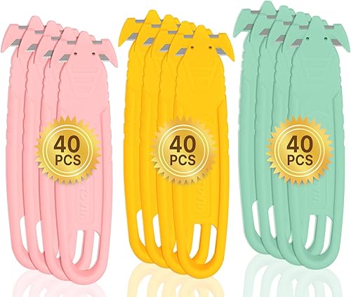 Vista 14 de T TOVIA SK2 - Juego de 60 cortadores de cajas de seguridad, de acero inoxidable, con divisor de cinta para cartón, envoltura, correas, película