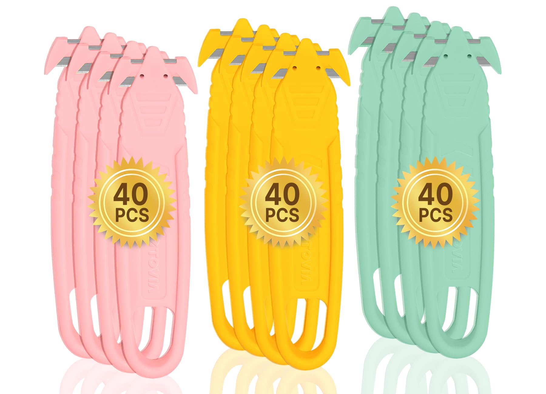 Sponsored Ad - 120-Pack Safety Box Cutter, T TOVIA SK2 Stainless Steel Concealed Blade Package Opener with Tape Splitter for Cartons, Cardboard, Wrap, Straps, Film (120 Pieces - Assorted Colors)